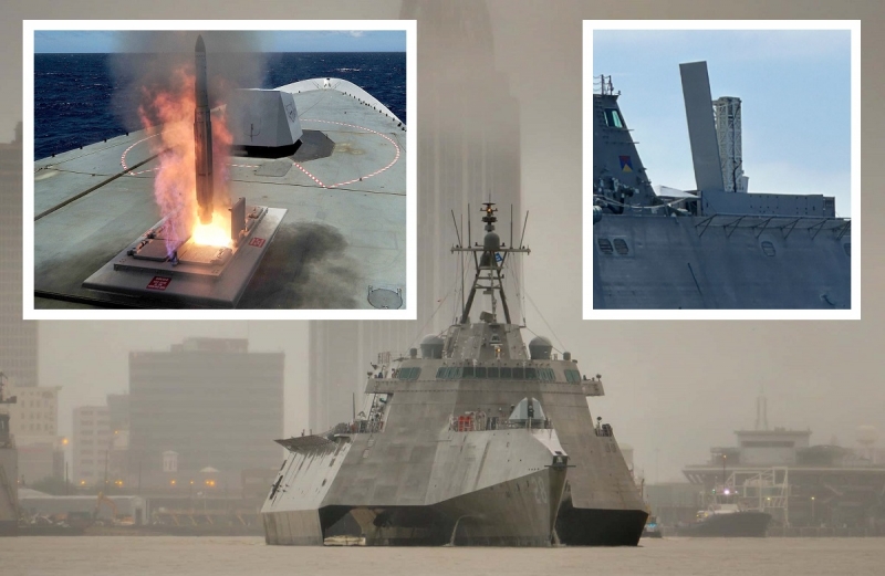 ВМС США оснастили корабль прибрежной зоны USS Savannah пусковой установкой Mk 70 для ракет Tomahawk и Standard Missile 6 Block IB