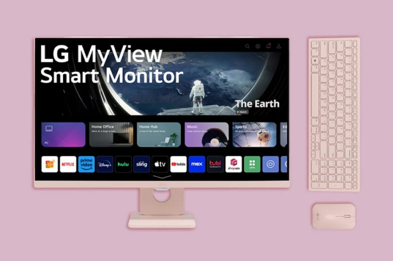 LG представляет MyView Smart Monitor Desktop Setup нежно-розового цвета MyView Smart Monitor Desktop Setup