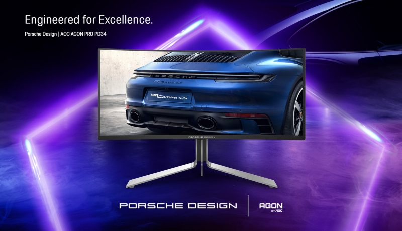 AGON PRO PD34: Новый игровой монитор QD-OLED от AOC и Porsche Design на основе дизайна Porsche 911